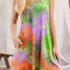 Fashion Casual Tie Dye Split Joint O Neck A Line Dresses