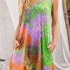 Fashion Casual Tie Dye Split Joint O Neck A Line Dresses