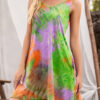 Fashion Casual Tie Dye Split Joint O Neck A Line Dresses