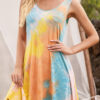 Fashion Casual Tie Dye Split Joint O Neck A Line Dresses