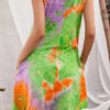 Fashion Casual Tie Dye Split Joint O Neck A Line Dresses