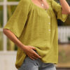 Fashion Casual Solid Split Joint Square Collar Tops