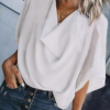 Casual Solid Split Joint V Neck Tops