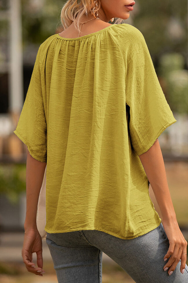 Fashion Casual Solid Split Joint Square Collar Tops