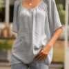 Fashion Casual Solid Split Joint Square Collar Tops