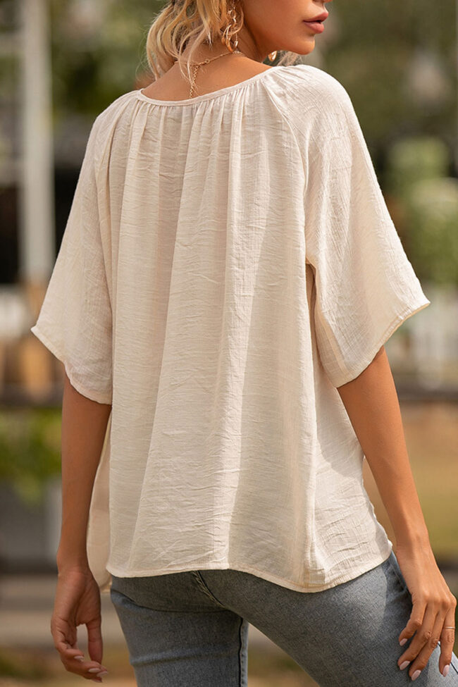 Fashion Casual Solid Split Joint Square Collar Tops