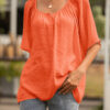 Fashion Casual Solid Split Joint Square Collar Tops