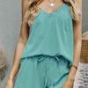 Fashion Living Solid Split Joint V Neck Sleeveless Two Pieces