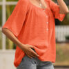 Fashion Casual Solid Split Joint Square Collar Tops