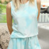 Fashion Living Tie Dye Split Joint O Neck Sleeveless Two Pieces