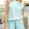 Fashion Living Tie Dye Split Joint O Neck Sleeveless Two Pieces