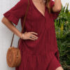 Fashion Sweet Solid Split Joint V Neck A Line Dresses