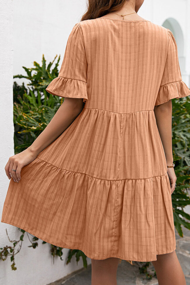 Fashion Sweet Solid Split Joint V Neck A Line Dresses