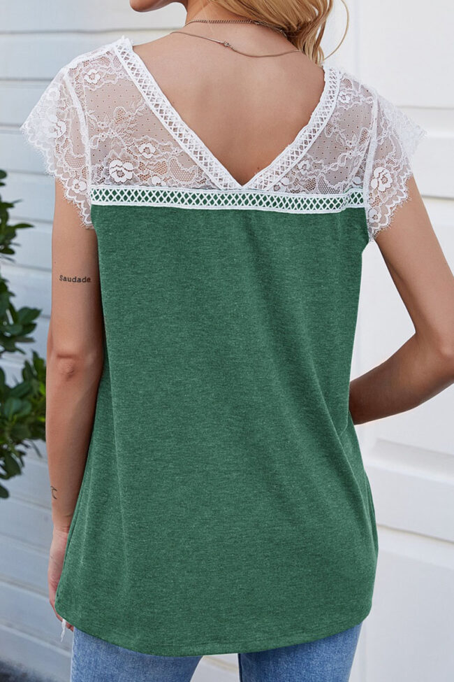 Fashion Casual Solid Split Joint V Neck T-Shirts