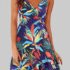 Fashion Street Print Split Joint V Neck A Line Dresses