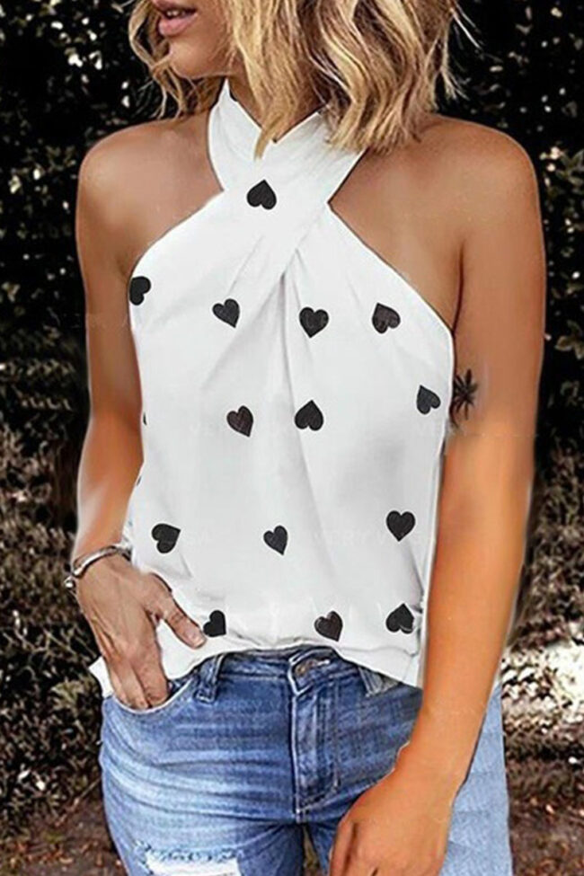 Fashion Street Print Split Joint Halter Tops