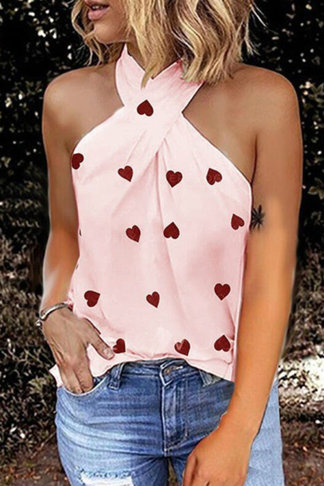 Fashion Street Print Split Joint Halter Tops