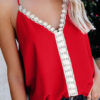 Fashion Street Solid Split Joint V Neck Tops