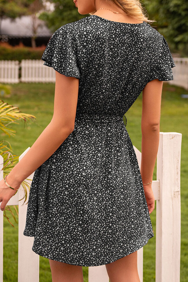 Fashion Casual Print Split Joint V Neck A Line Dresses