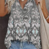 Fashion Casual Print Split Joint V Neck Tops