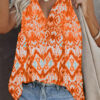 Fashion Casual Print Split Joint V Neck Tops