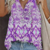 Fashion Casual Print Split Joint V Neck Tops