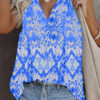 Fashion Casual Print Split Joint V Neck Tops