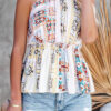 Fashion Casual Print Backless Halter Tops