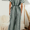 Fashion Casual Striped Split Joint V Neck Loose Jumpsuits