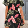 Fashion Casual Print Frenulum V Neck A Line Dresses