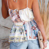 Fashion Casual Print Backless Halter Tops