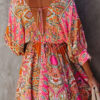 Fashion Sweet Print Split Joint V Neck A Line Dresses