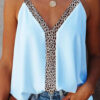 Fashion Street Leopard Split Joint V Neck Tops