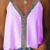 Fashion Street Leopard Split Joint V Neck Tops