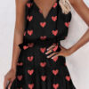 Fashion Street Print Split Joint V Neck A Line Dresses