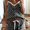 Street Striped Split Joint Spaghetti Strap Sleeveless Two Pieces