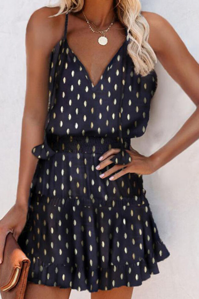 Fashion Street Print Split Joint V Neck A Line Dresses