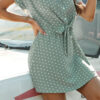 Fashion Casual Dot Split Joint Turndown Collar A Line Dresses