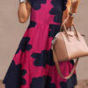 Fashion Simplicity Print Split Joint O Neck A Line Dresses