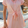 Fashion Casual Dot Split Joint Turndown Collar A Line Dresses