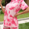 Casual Tie Dye Split Joint O Neck Short Sleeve Two Pieces