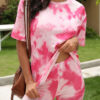 Casual Tie Dye Split Joint O Neck Short Sleeve Two Pieces