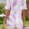 Casual Tie Dye Split Joint O Neck Short Sleeve Two Pieces