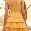 Fashion Street Solid Split Joint V Neck Cake Skirt Dresses