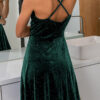 Simplicity Solid Split Joint Backless V Neck A Line Dresses