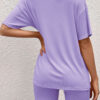 Sportswear Solid Split Joint O Neck Short Sleeve Two Pieces