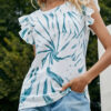 Fashion Street Print Split Joint O Neck Tops