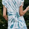 Fashion Street Print Split Joint O Neck Tops