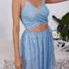 Simplicity Solid Hollowed Out Backless Halter A Line Dresses