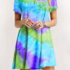 Fashion Street Print Split Joint O Neck A Line Dresses